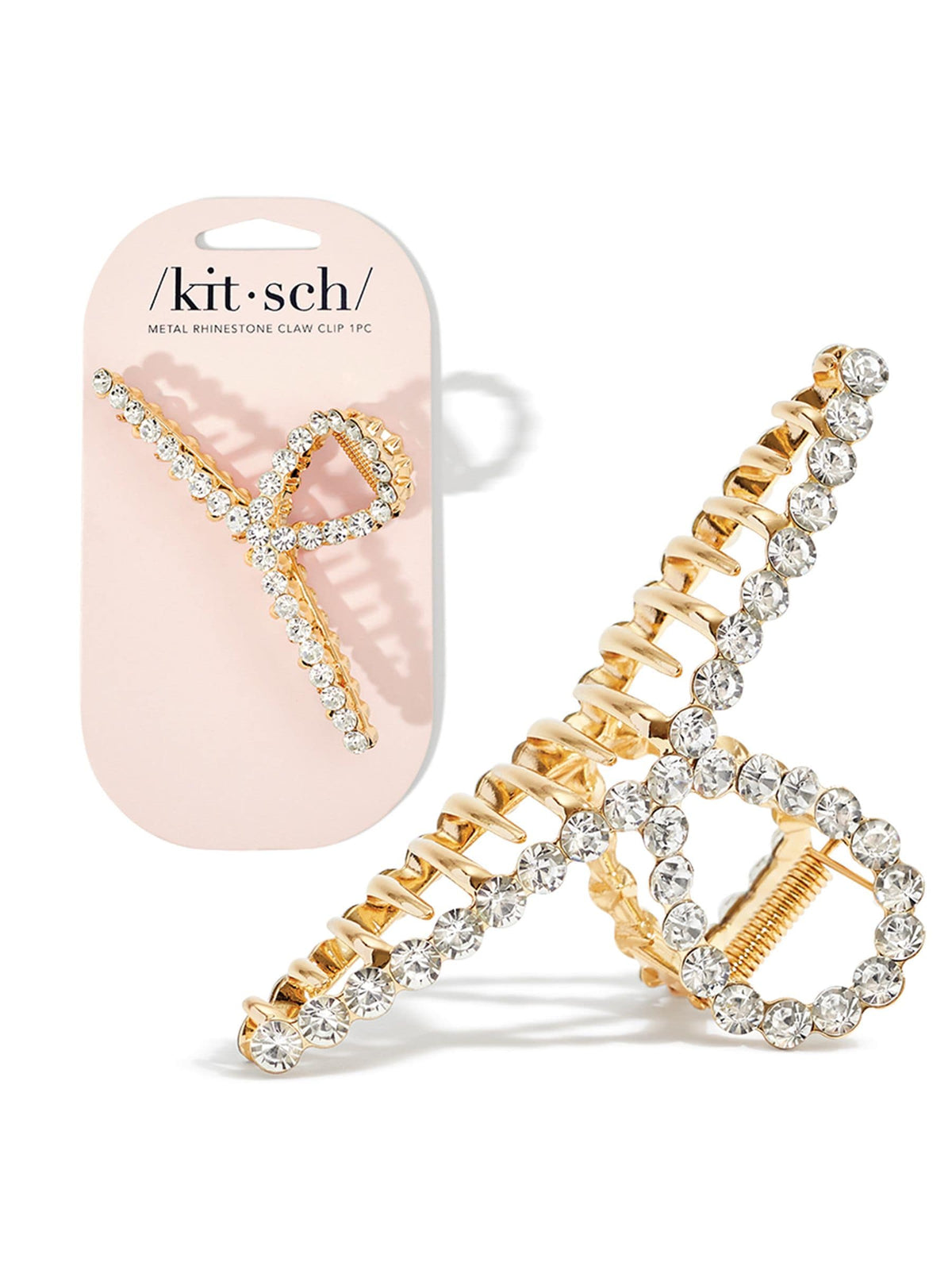 Loop-Shaped Gold Rhinestone Hair Claw Clip