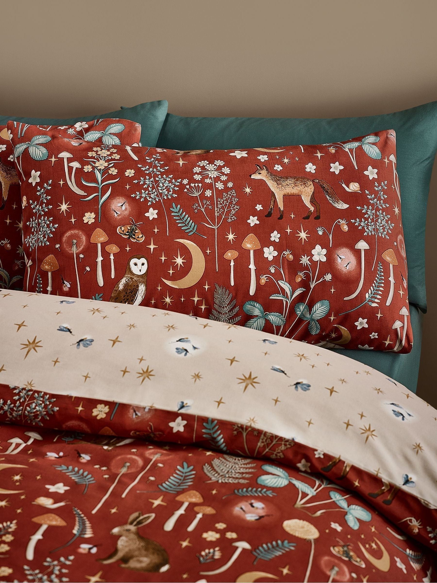 Catherine Lansfield burnt orange enchanted twilight animal duvet cover set - British product
