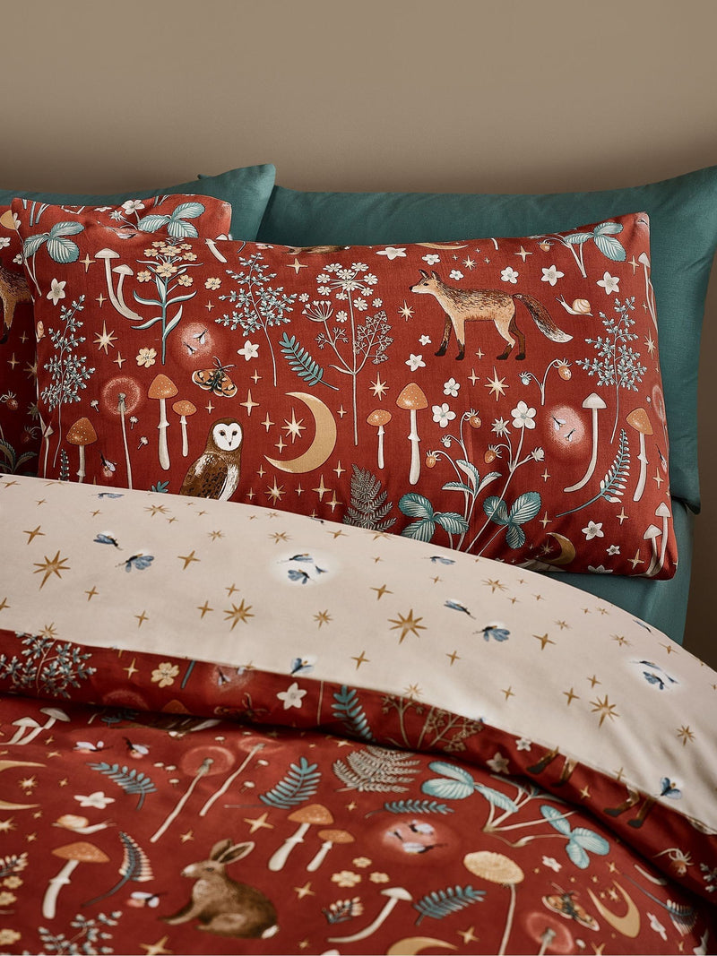 Catherine Lansfield burnt orange enchanted twilight animal duvet cover set - British product