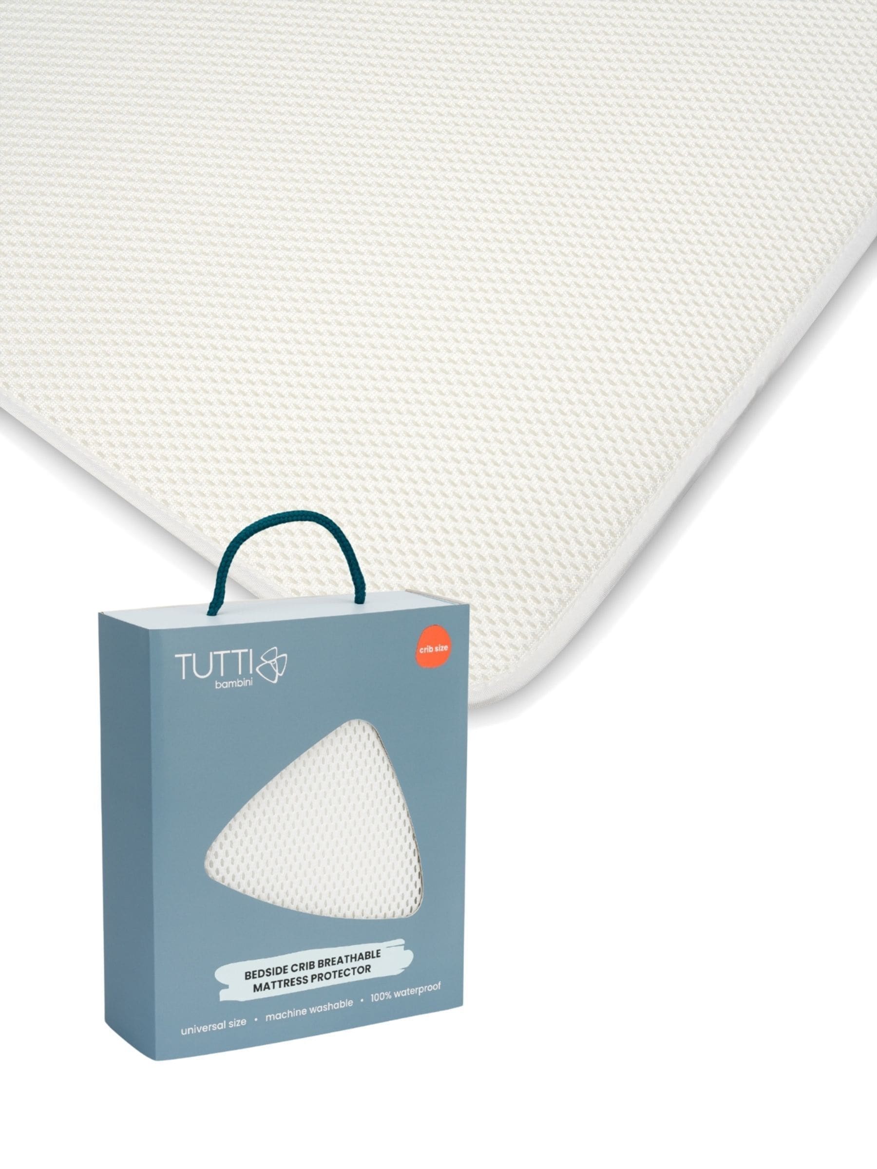 Tutti Bambini White Bedside Crib mattress protector for Cot (British brand)