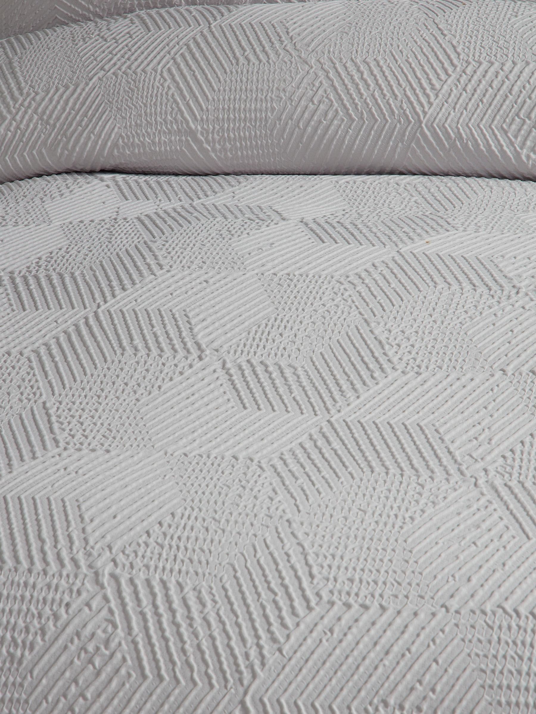 Serene Grey Embossed Geo Textured Duvet Cover Set (British brand)