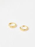 Oliver Bonas gold tone tiny triple star huggie earrings, imported from the UK