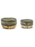 Nkuku grey Janka glass tealight holders set of 2, imported from the UK