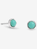 Turquoise Stud Earrings in Sterling Silver with Post Back, 6.8mm