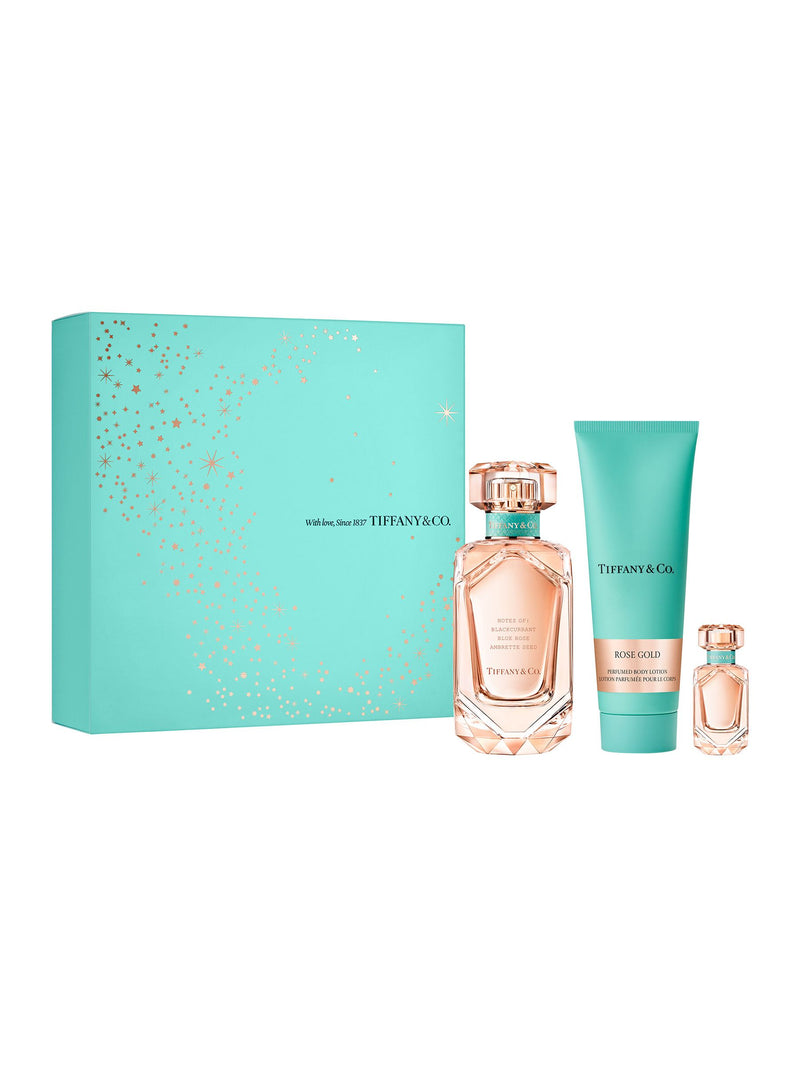 Tiffany Rose Gold perfume gift set with body lotion and miniature (British brand)
