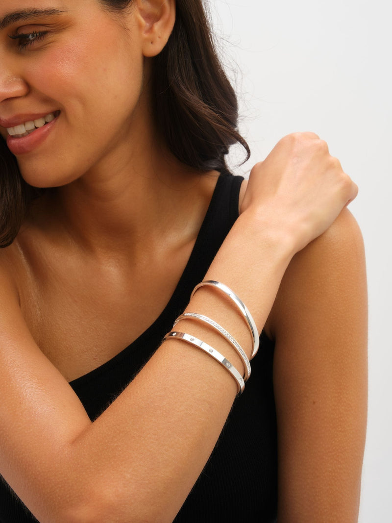 Jon Richard silver plated stainless steel waterproof polished bangle, UK version