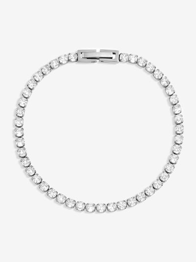 Sterling sølvbelagt tennisarmbånd med skimrende steiner, hummerlås, 177,8 mm