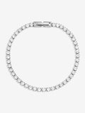 Sterling Silver Plated Tennis Bracelet with Shimmering Stones, Lobster Clasp, 177.8mm