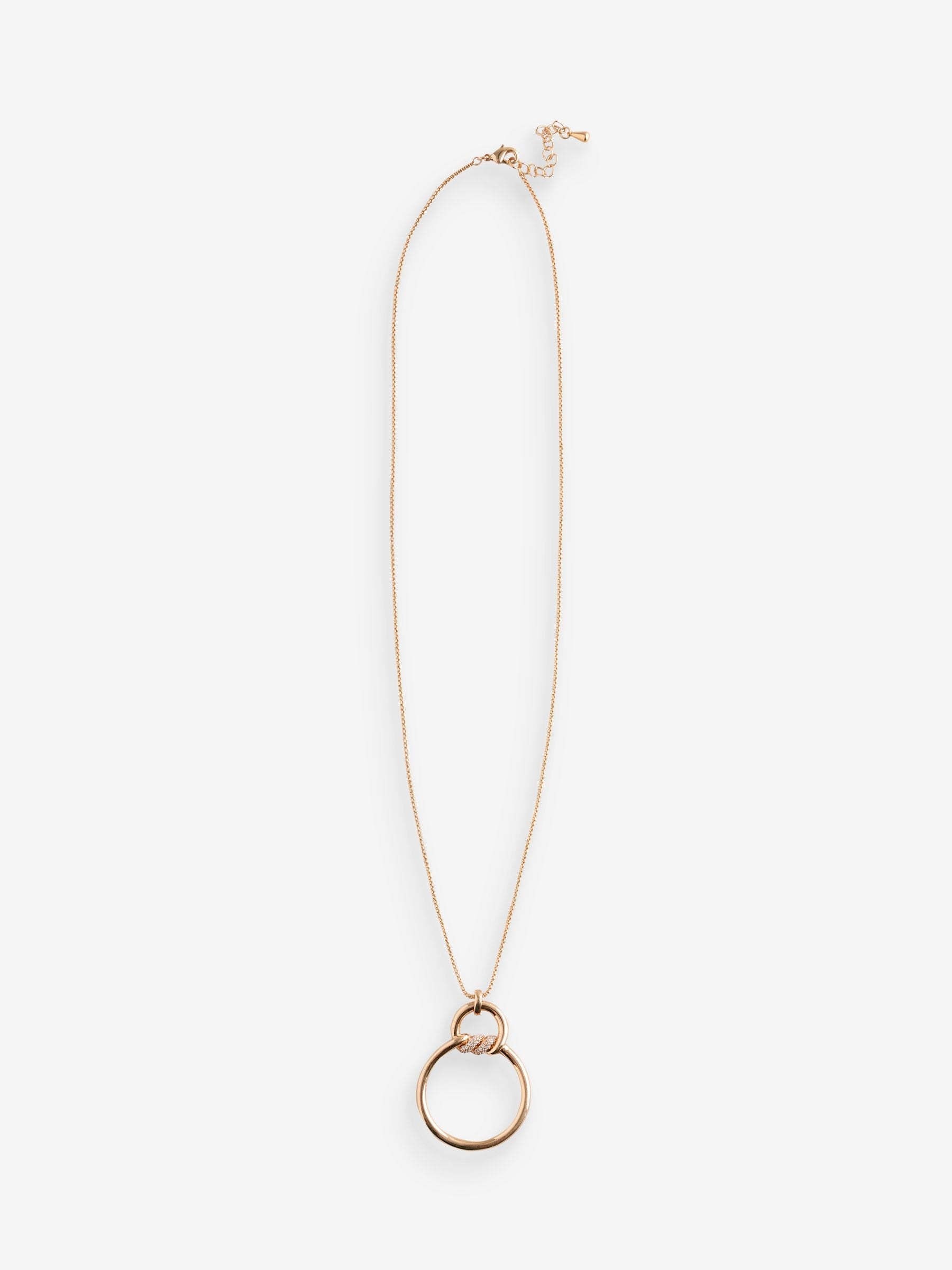 Gold Plated Pave Long Pendant with Lobster Clasp