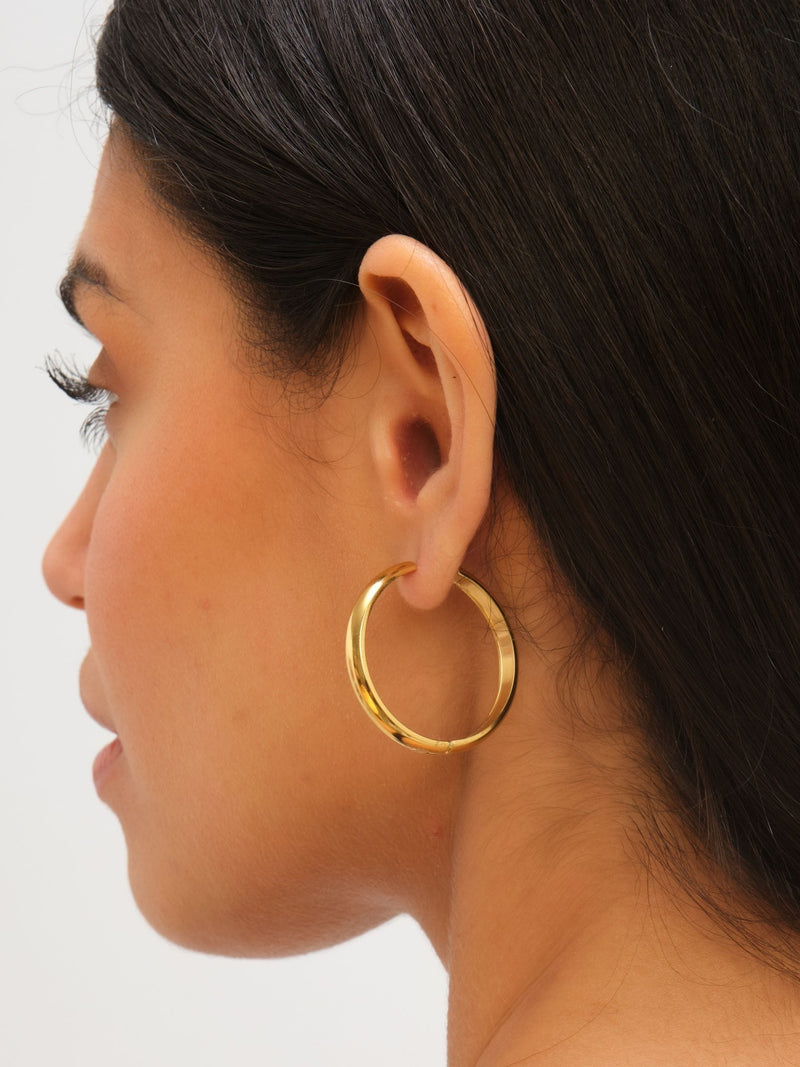 Jon Richard gold plated stainless steel hoop earrings 35mm, UK version