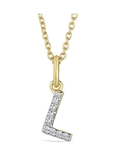 The Diamond Store White Love Letter Initial 0.10ct Lab Diamond Pendant Necklace in 18K Gold Vermeil