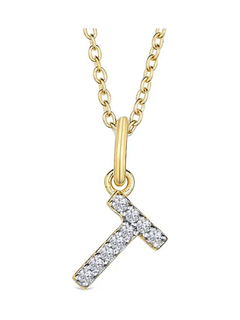 The Diamond Store White Love Letter Initial 0.10ct Lab Diamond Necklace in 18K Gold Vermeil