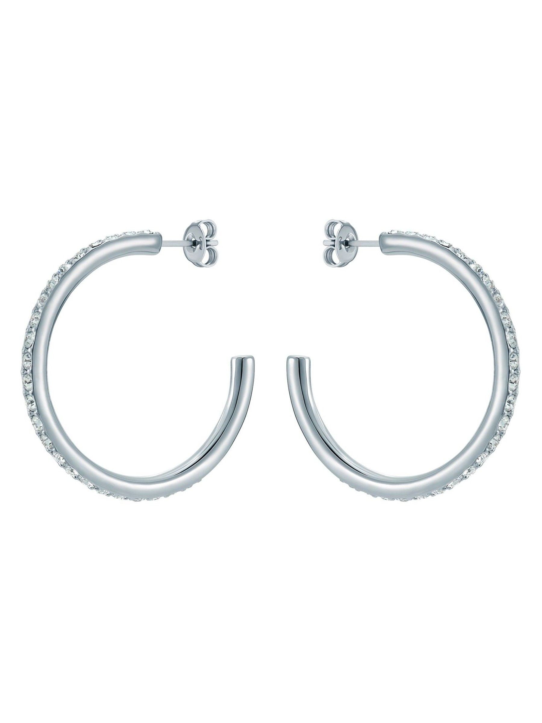 Ted Baker Clanci hoop earrings silver tone crystal medium (British brand)
