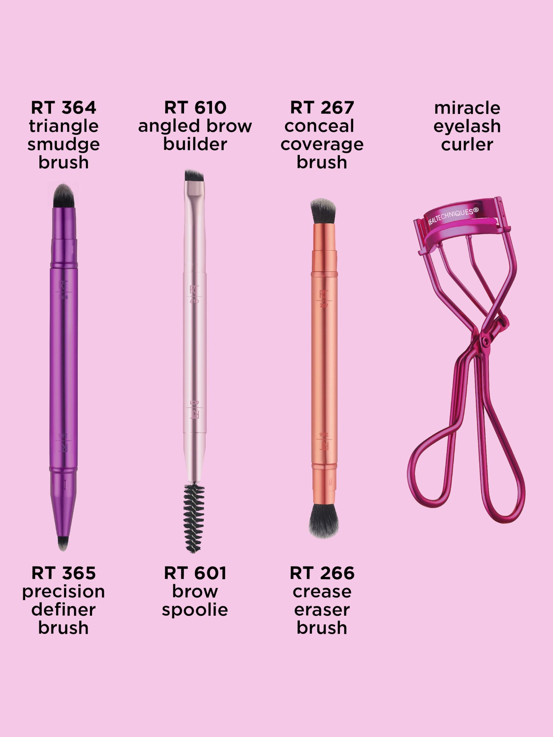 Real Techniques makeup brush and eyelash curler set, imported from the UK