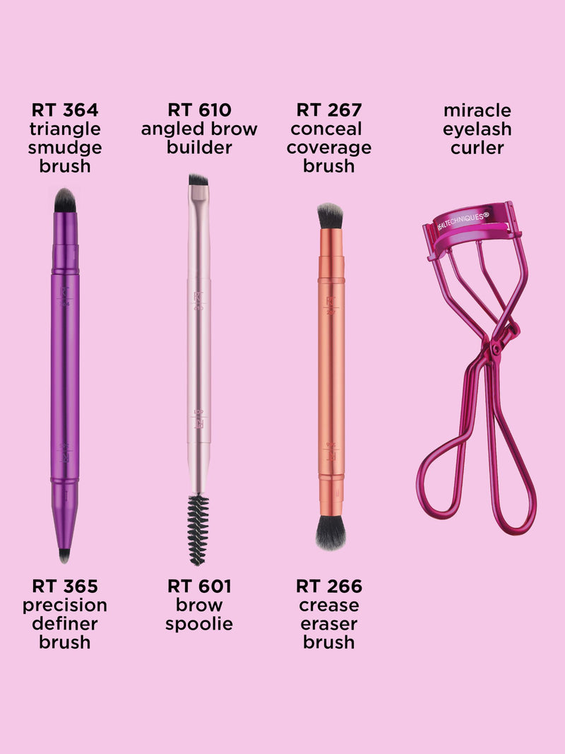 Real Techniques makeup brush and eyelash curler set, imported from the UK
