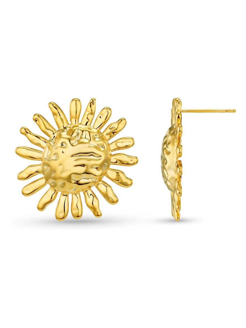 Statement Sun-Shaped Earrings with Molten Texture 18k Gold Plated