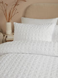 Serene white embossed grid duvet cover set (British brand)