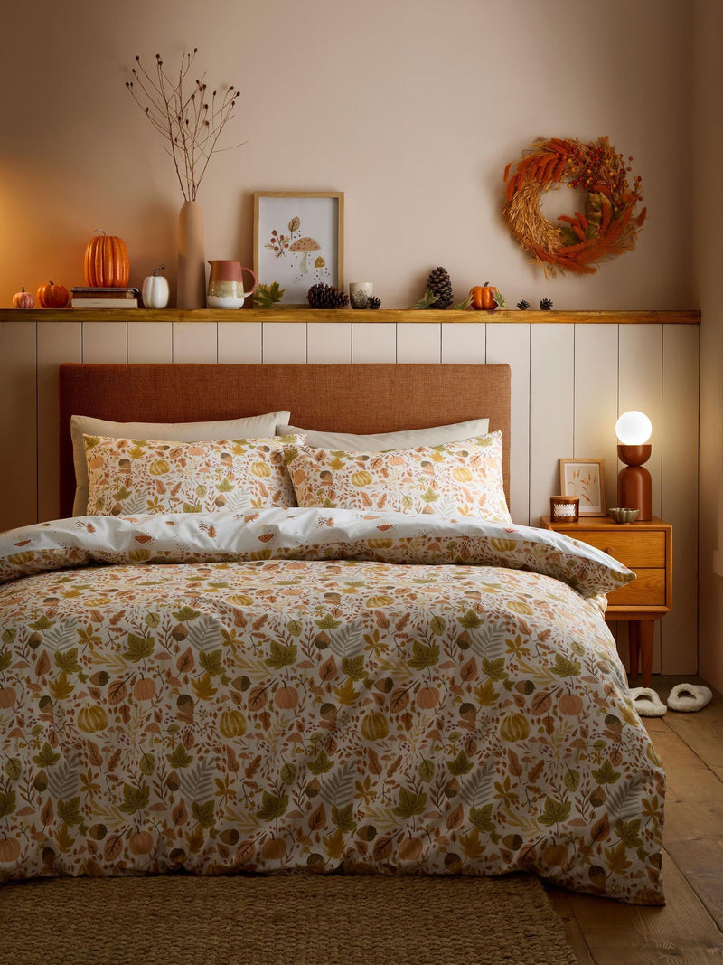 Dreams & Drapes natural autumn foliage reversible duvet cover set - British product
