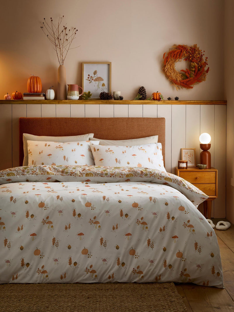 Dreams & Drapes natural autumn foliage reversible duvet cover set - British product