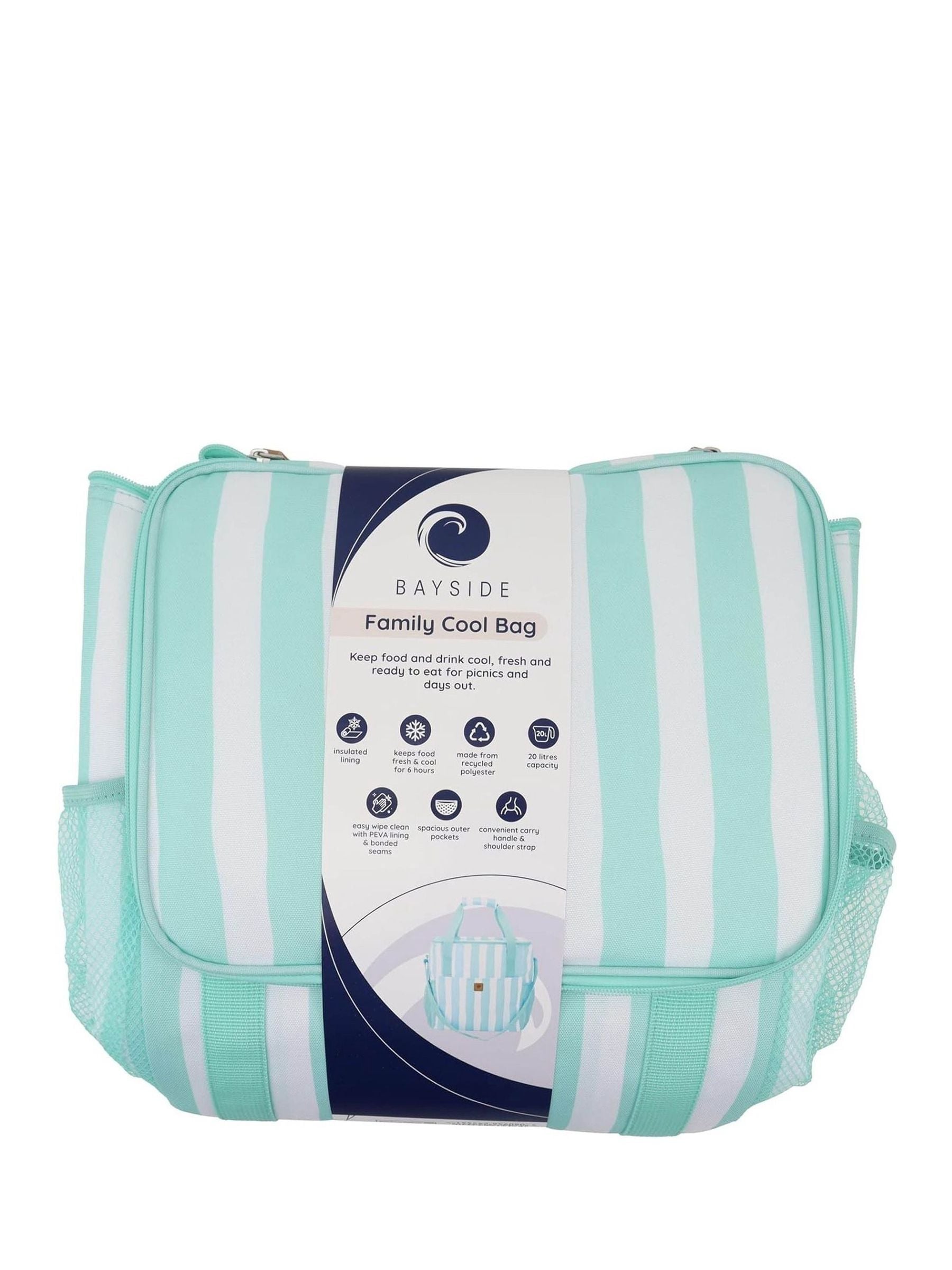 Bayside Mint Whitesands Stripe Tote Cool Bag