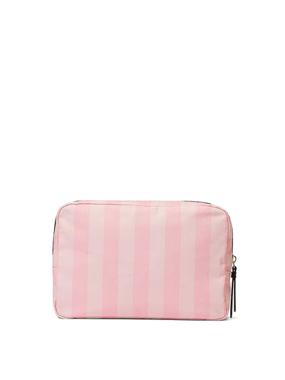 Kosmetiktasche mit charakteristischem Streifenmuster, Reißverschluss und Netztaschen, 8,9 L x 3,5 B x 6,1 H