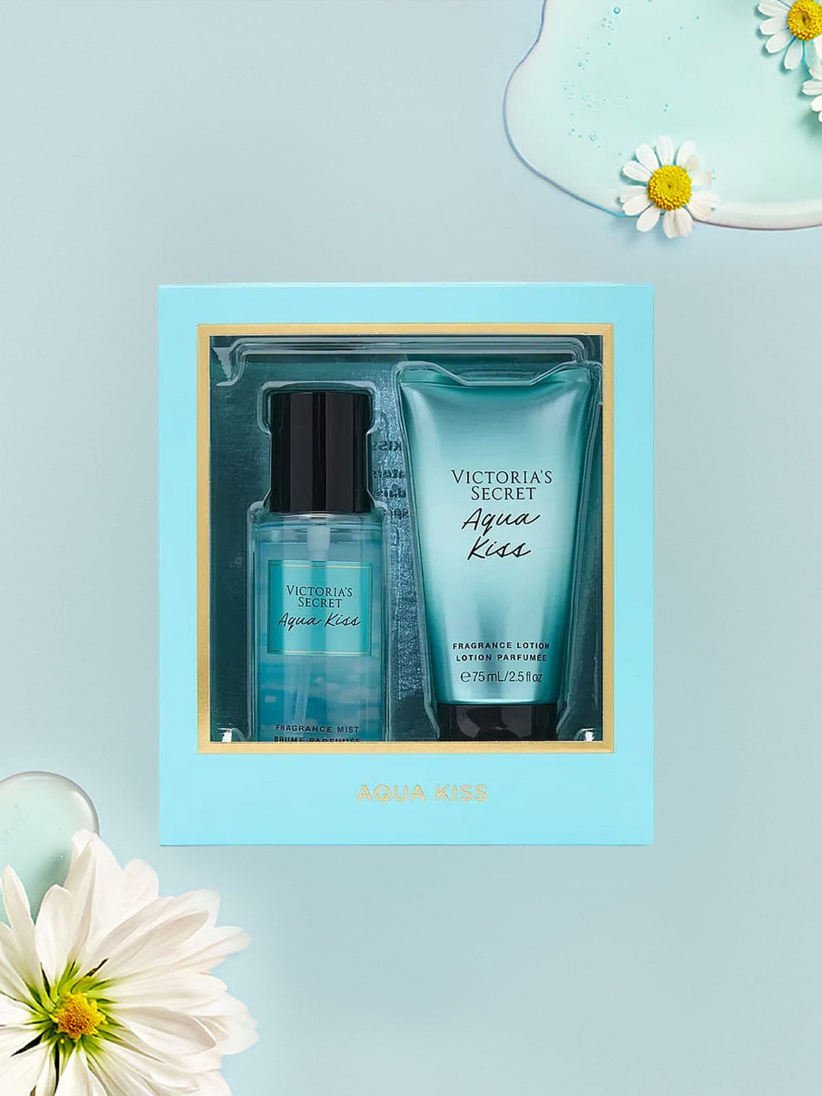 Victoria's Secret Aqua Kiss body mist and lotion gift set 75 ml each (British brand)