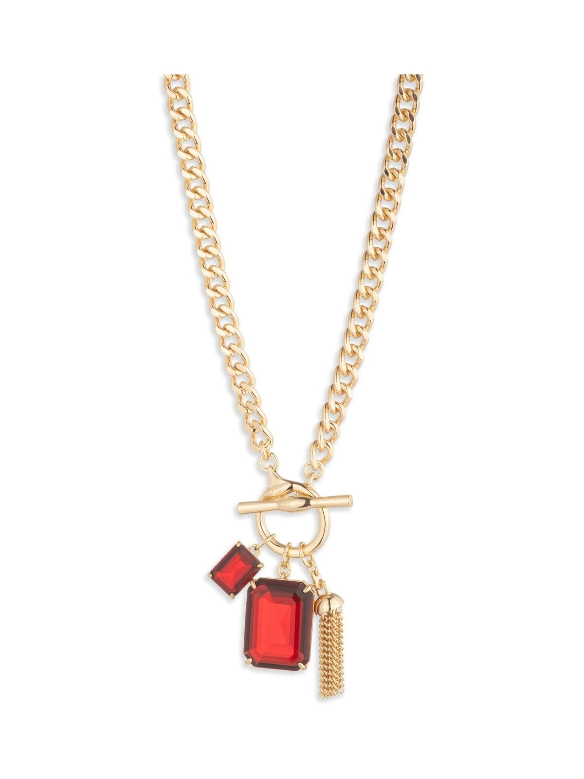 Gold-Tone Crystal Pendant Necklace 17-Inch with Toggle Closure