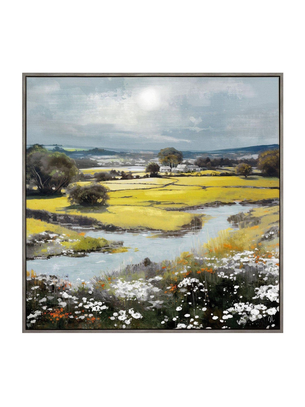 Art Marketing Green Grey Summer Splendour wall art 81x81cm - British product