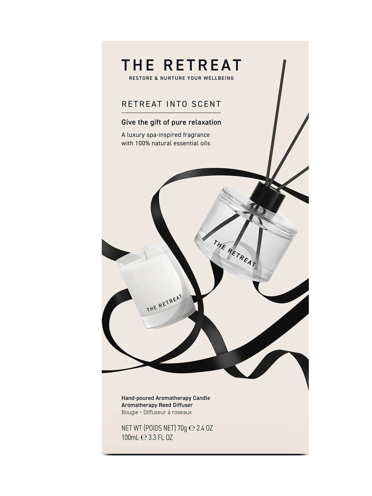 Retreat aromatherapy candle and reed diffuser gift set (British brand)