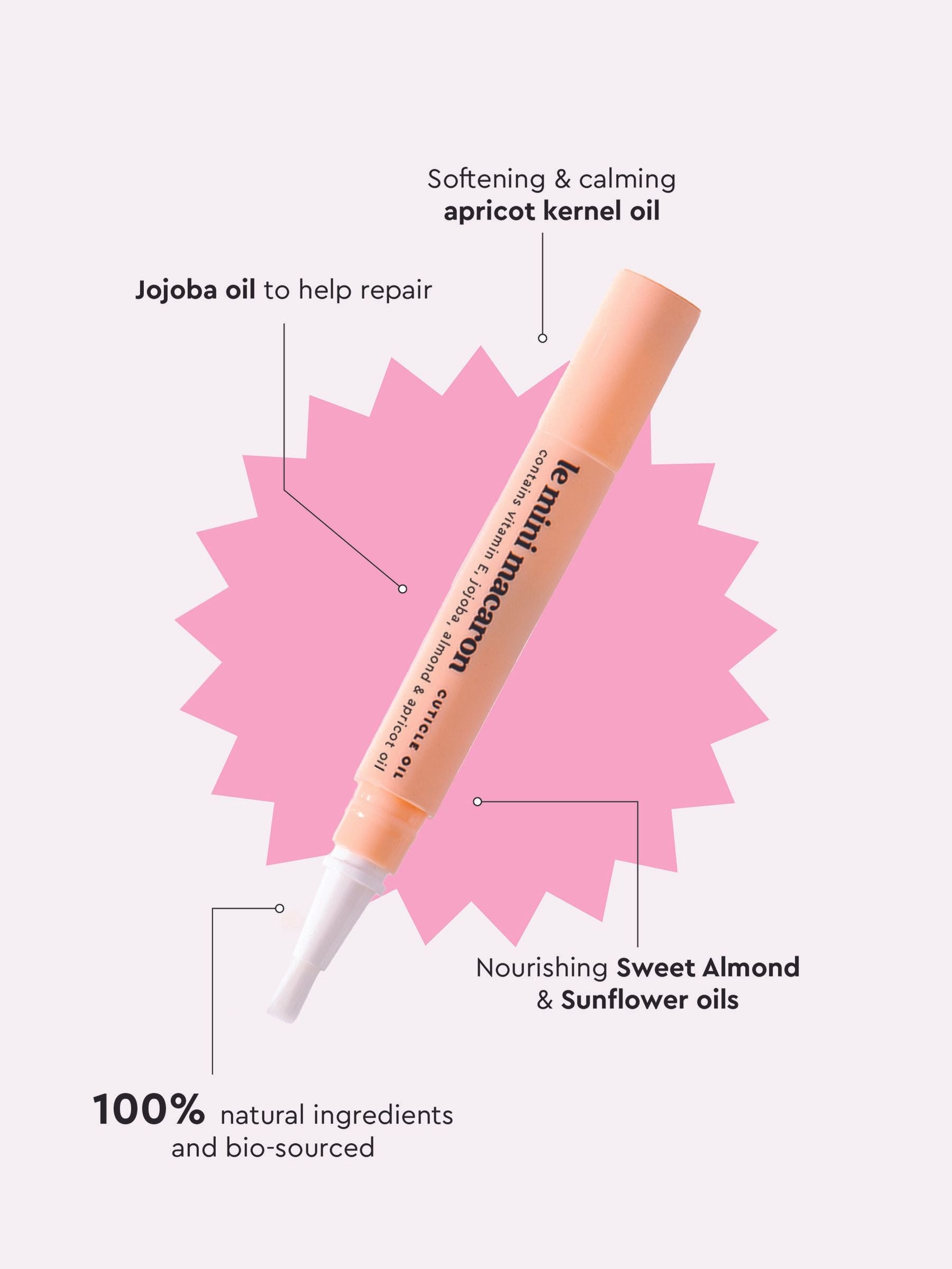 Le Mini Macaron Cuticle Oil Pen with natural oils, UK version