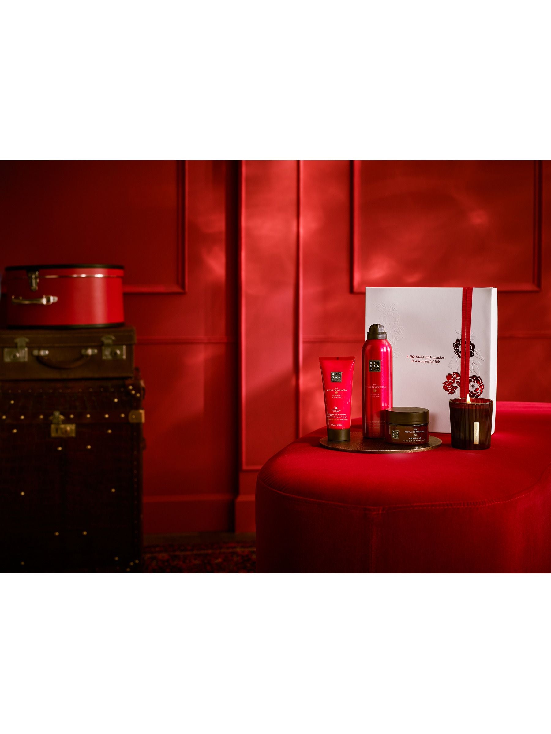 Rituals Ayurveda sweet almond oil and Indian rose medium bath and body gift set, imported from the UK