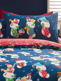 Catherine Lansfield Navy Christmas Elves duvet cover set - British product