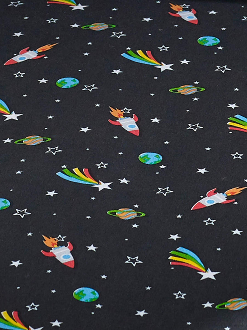 Catherine Lansfield Black Rainbow Rockets Fitted Sheet - British product
