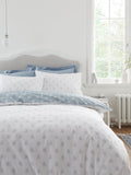 White Blue Esme Floral Print Reversible Duvet Cover Set - British product