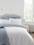 White Blue Esme Floral Print Reversible Duvet Cover Set - British product
