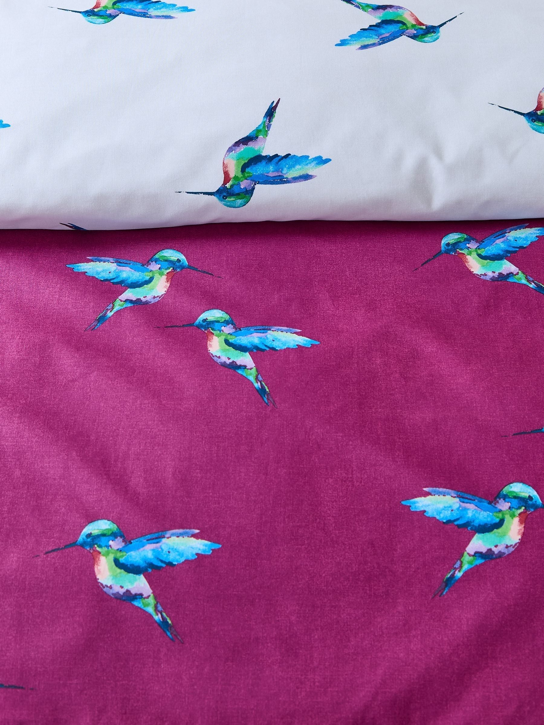 Their Nibs plum hummingbird duvet cover set (British brand)