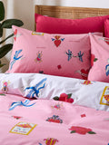 Their Nibs Pink Mon Coeur Cotton Reversible Duvet Cover Set