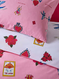 Their Nibs Pink Mon Coeur Cotton Reversible Duvet Cover Set