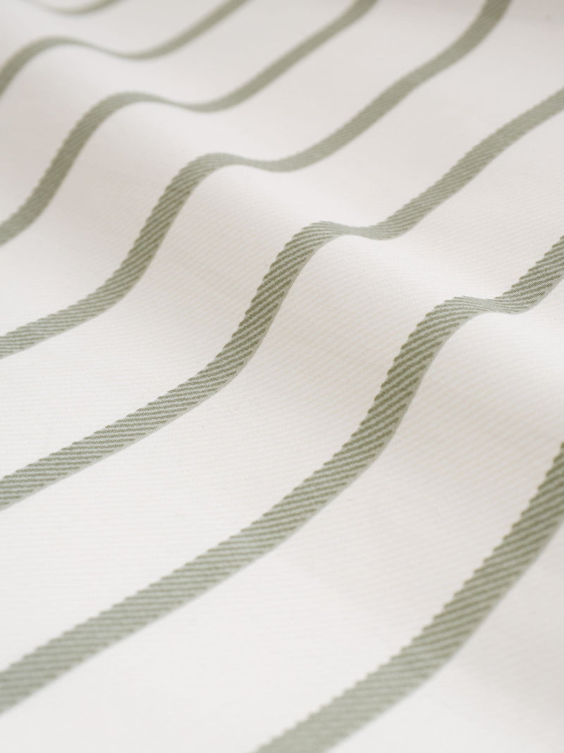 Bianca green Hampton stripe cotton reversible duvet cover set - British product