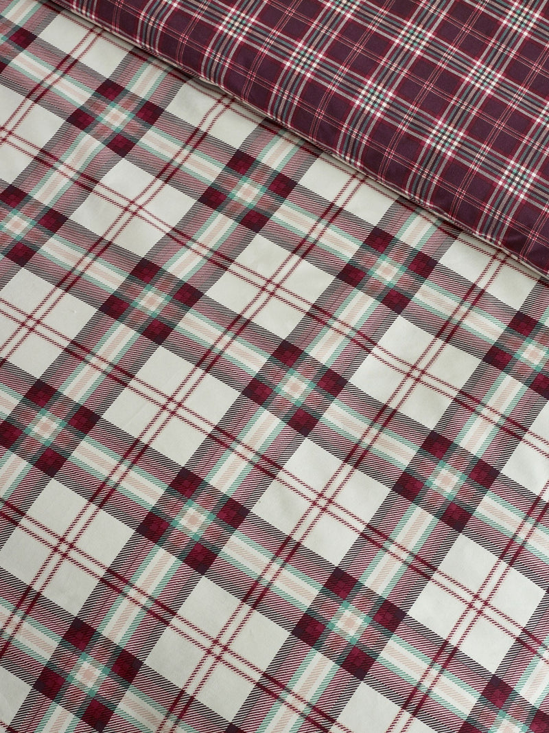 Catherine Lansfield Plum Kelso Check duvet cover and pillowcase set - British product