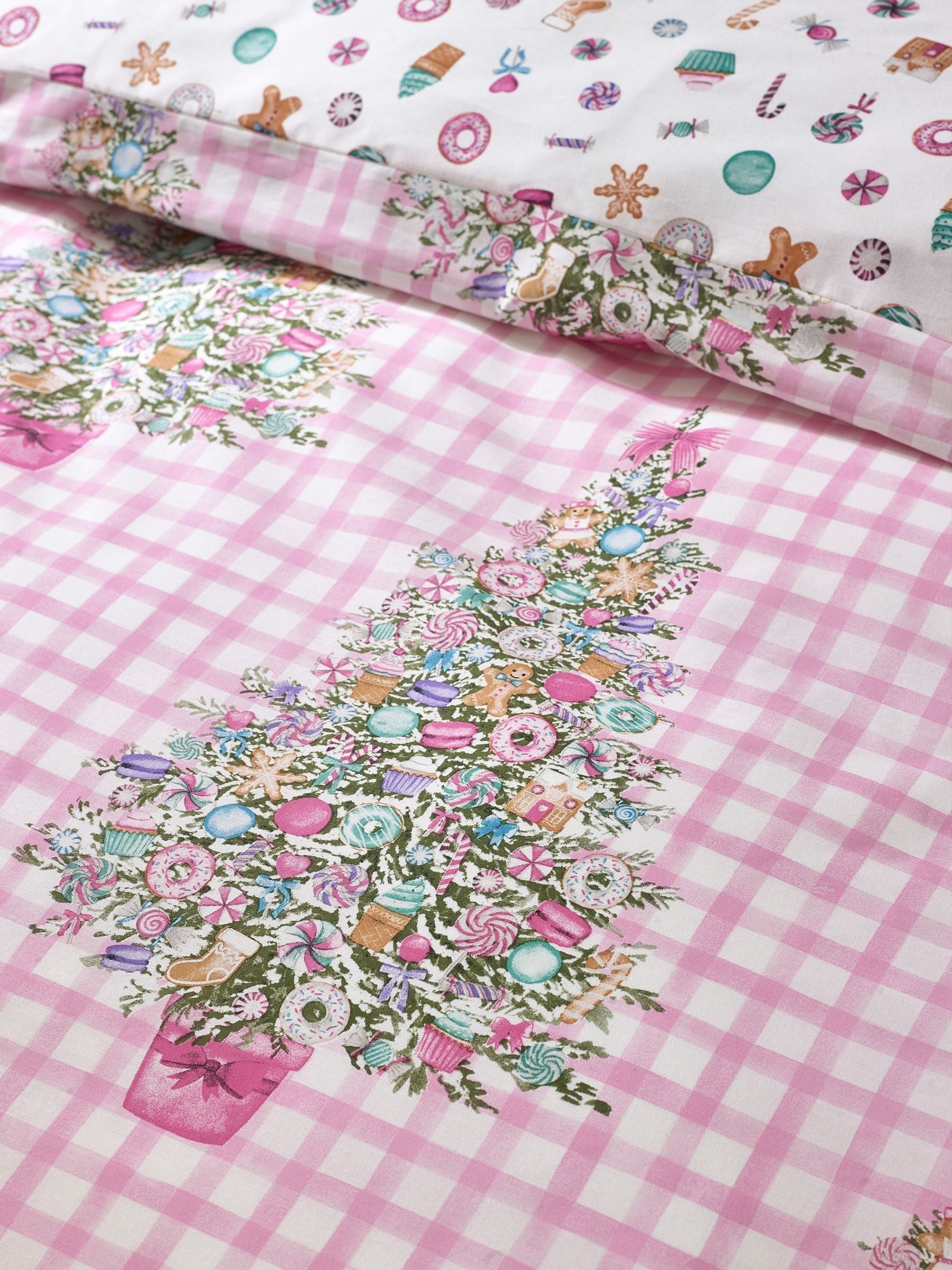Catherine Lansfield Pink Christmas duvet cover set - British product