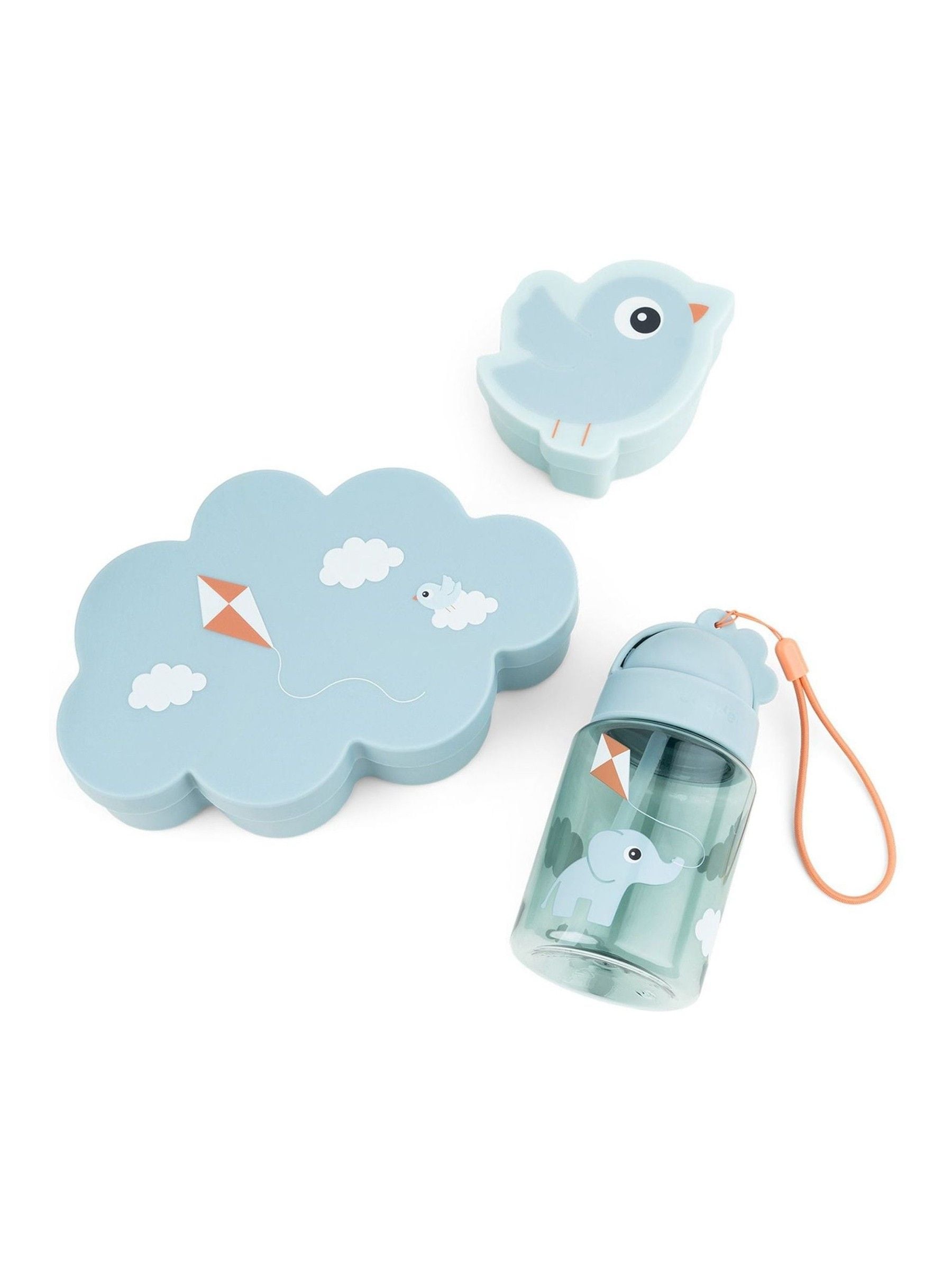 Blue Lunch and Snack Box Set with Straw Bottle and Dividers