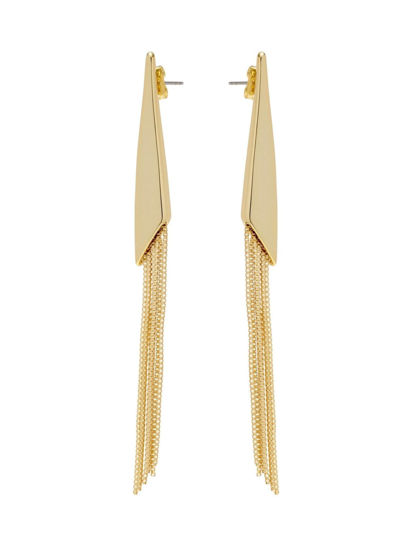 Gold Tone Metallic Fringe Drop Earrings