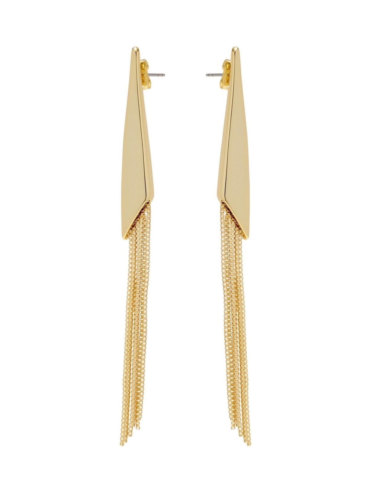 Gold Tone Metallic Fringe Drop Earrings