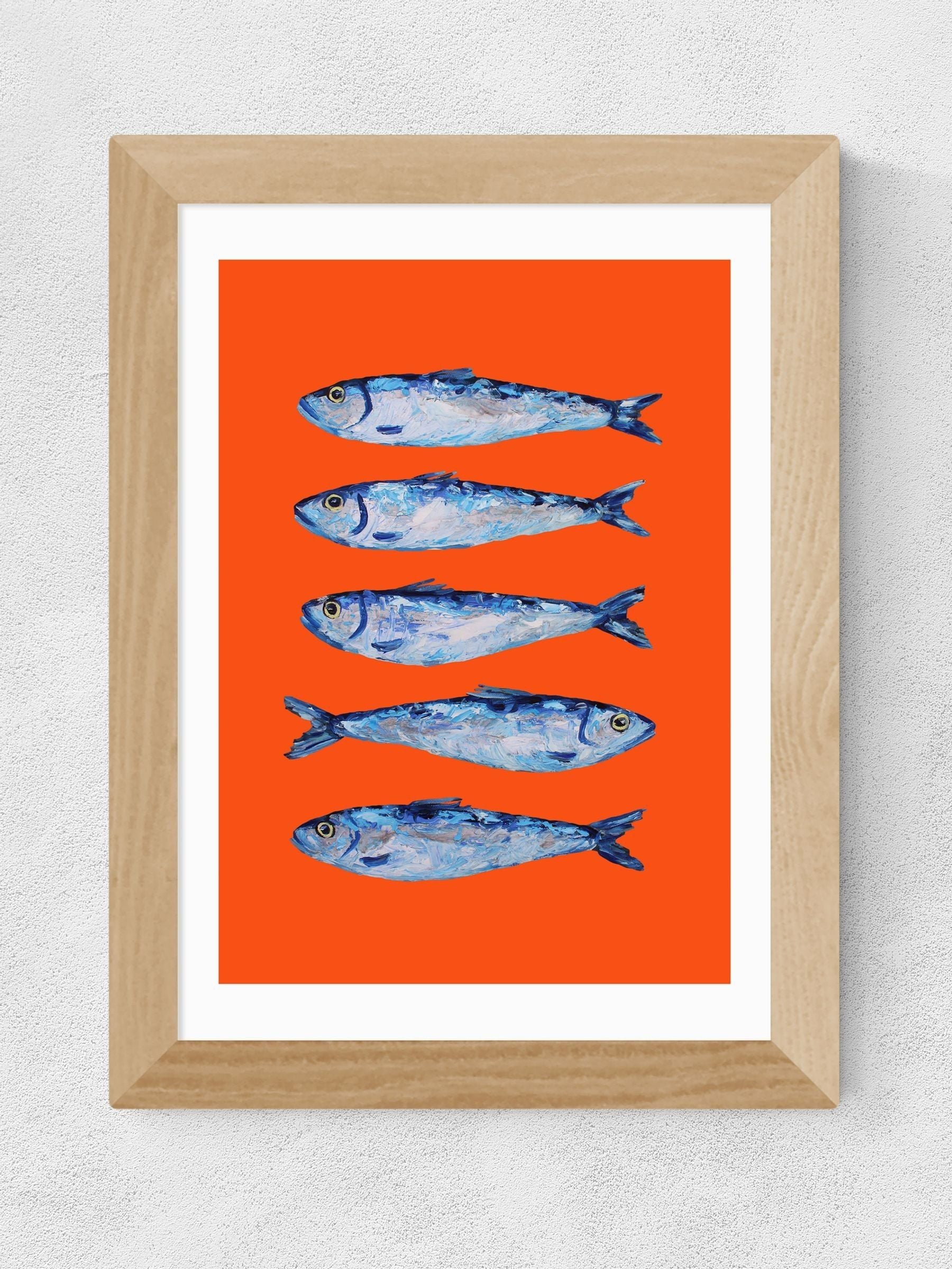 East End Prints Oak Sardines Orange wall art - British product