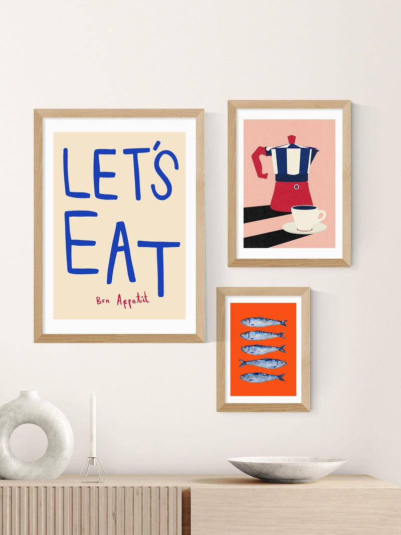 East End Prints Oak Sardines Orange wall art - British product