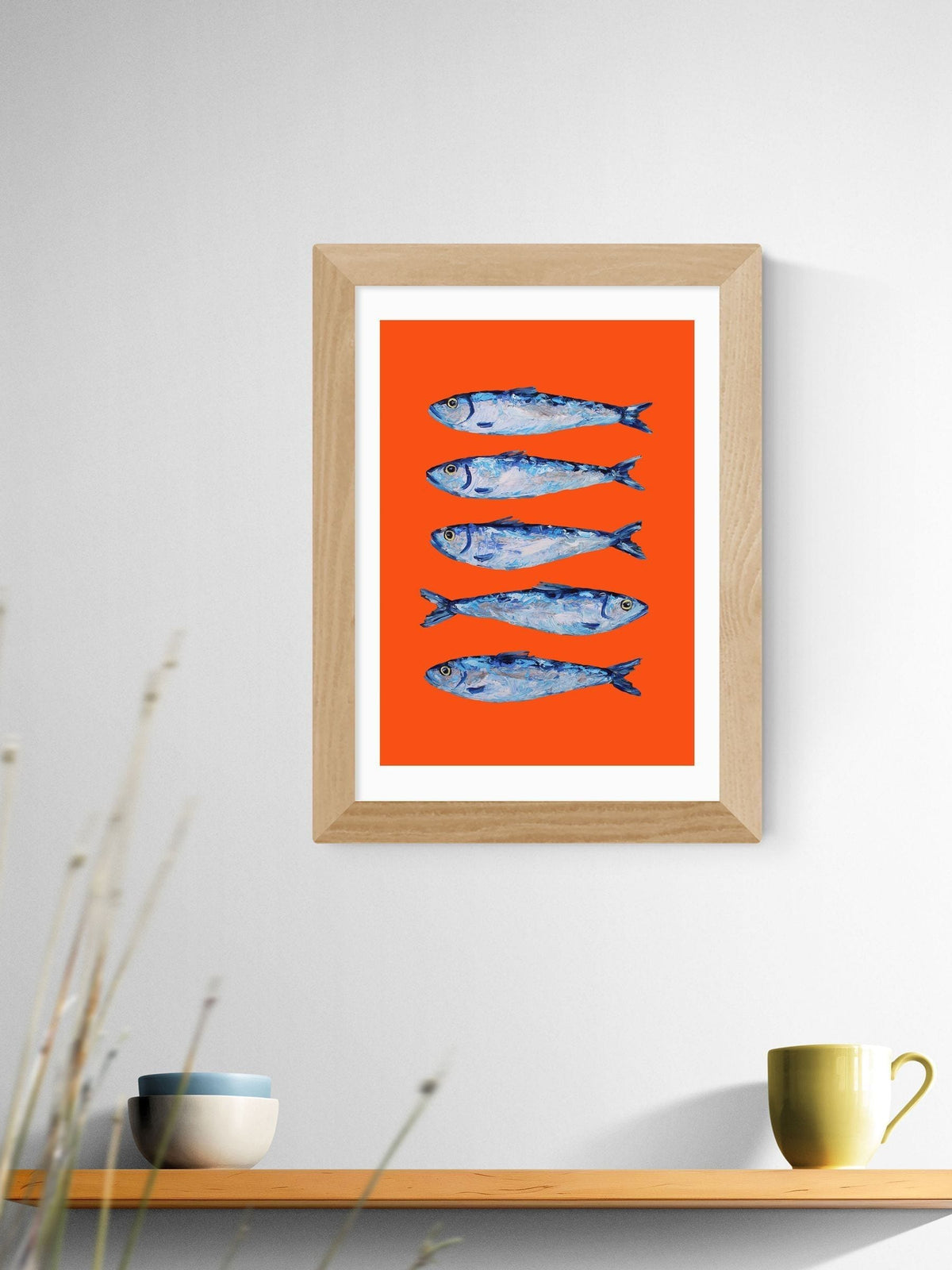 East End Prints Oak Sardines Orange wall art - British product