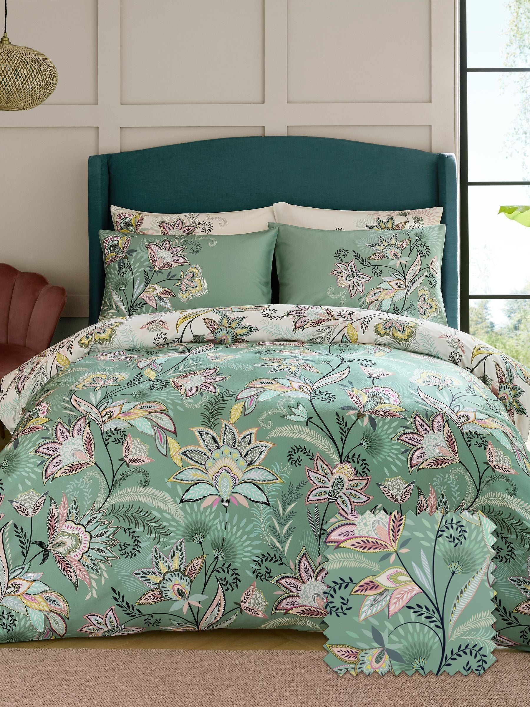 Sara Miller Green Passiflora duvet cover set (British brand)