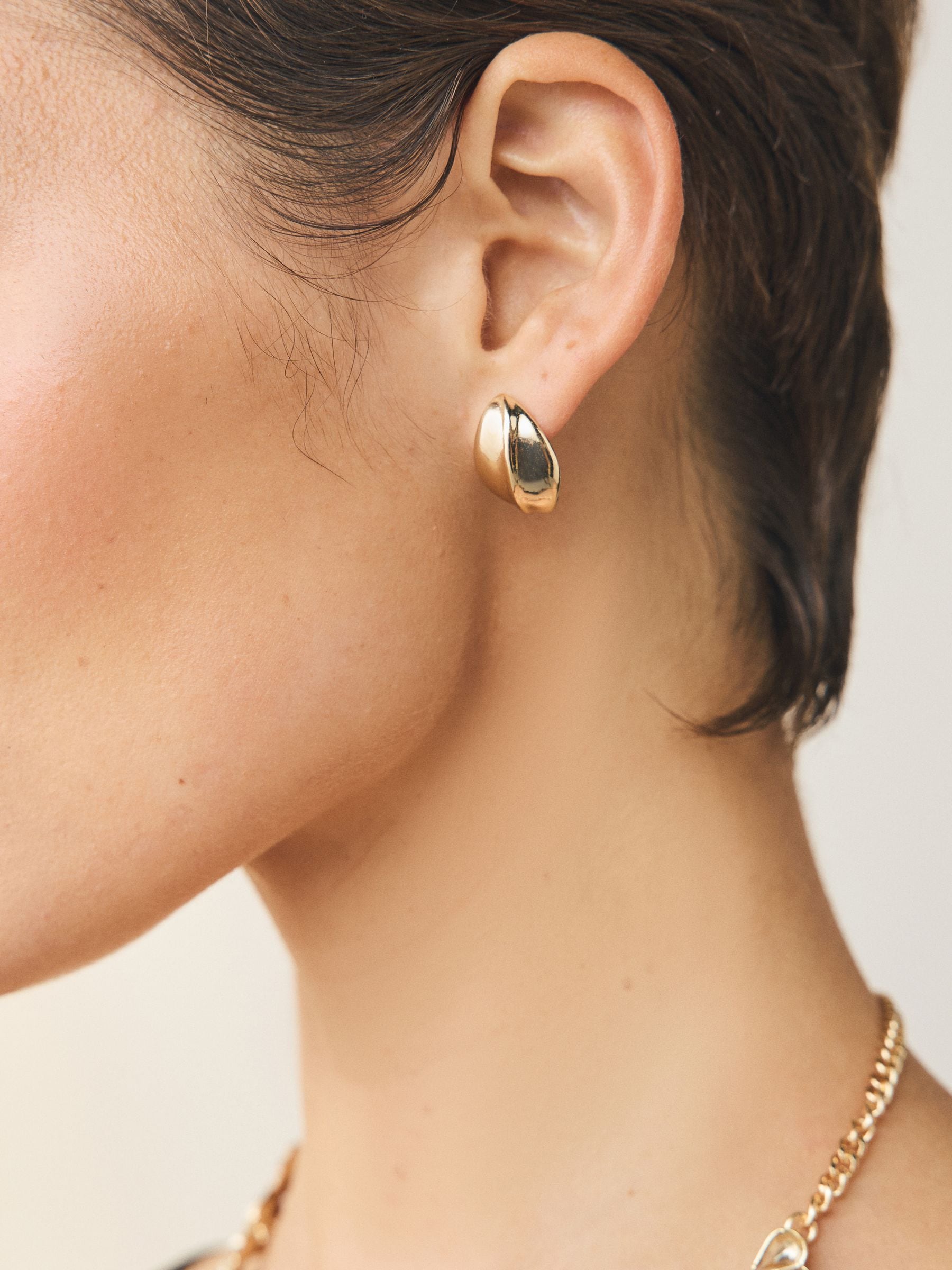 Gold Tone Bouton Stud Earrings
