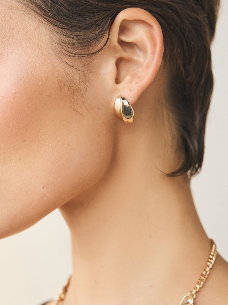 Gold Tone Bouton Stud Earrings
